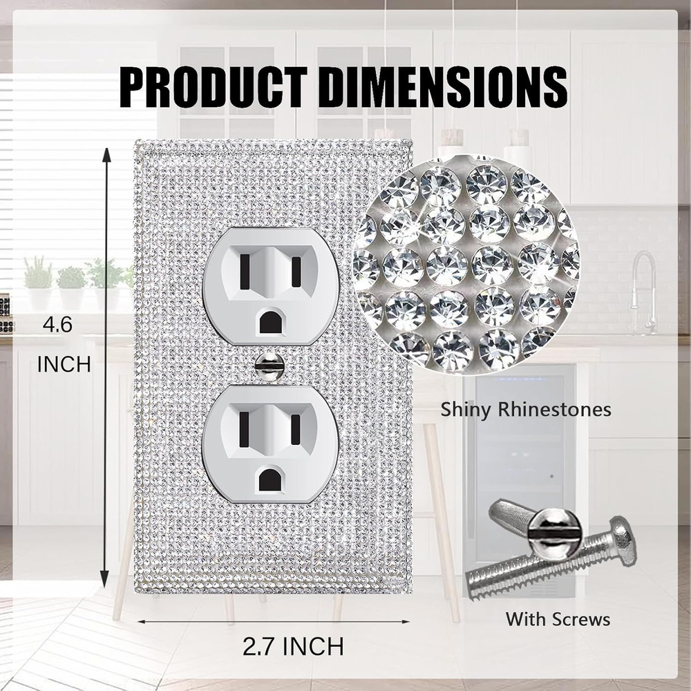 4 Pcs Shiny Silver Wall Plate Cover Decorative Light Switch Cover Single Toggle