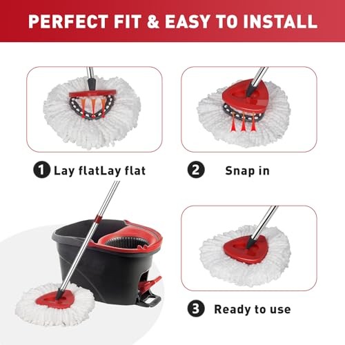 12-Pack Spin Mop Replacement Heads Compatible with Ocedar White-12pack(1-tank)