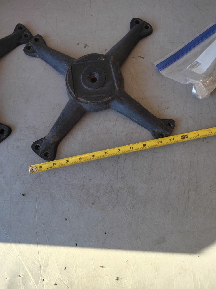 QTY 2 REPLACEMENT CAST IRON SPIDER CHAIR TABLE BASE BLACK 12" with Mounting