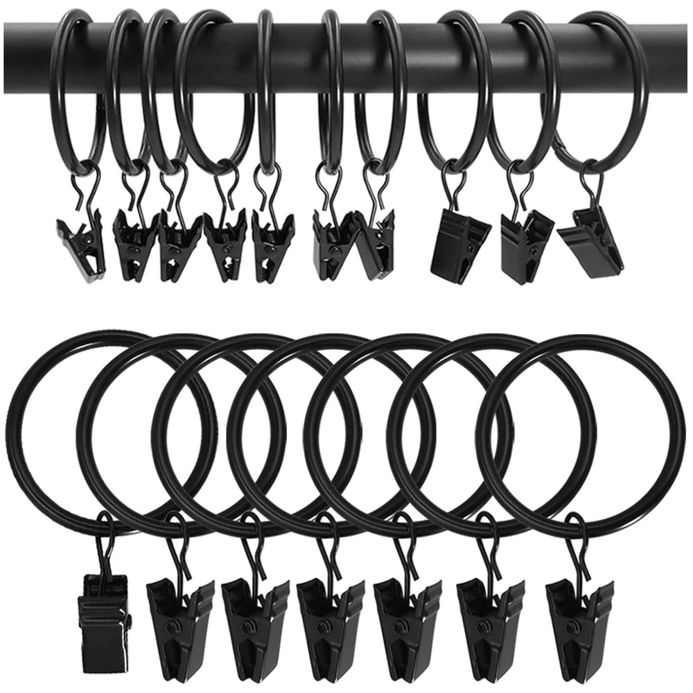 Durable Vintage Black Curtain Hooks - 100 Pack