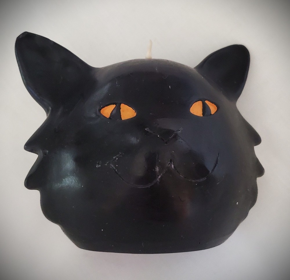Halloween Black Cat Head Candle