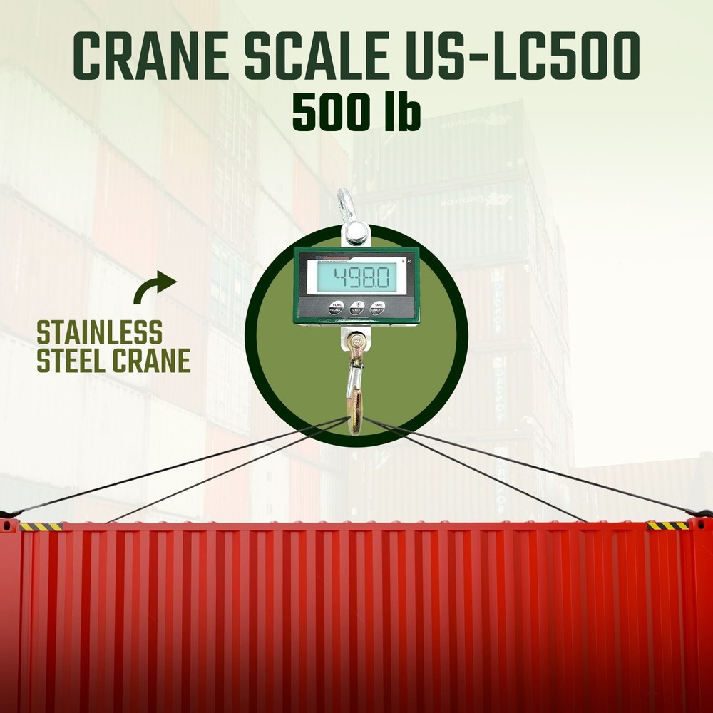 Stainless Steel 500 lb Crane Scale Wireless Display & Printer 300 ft Range