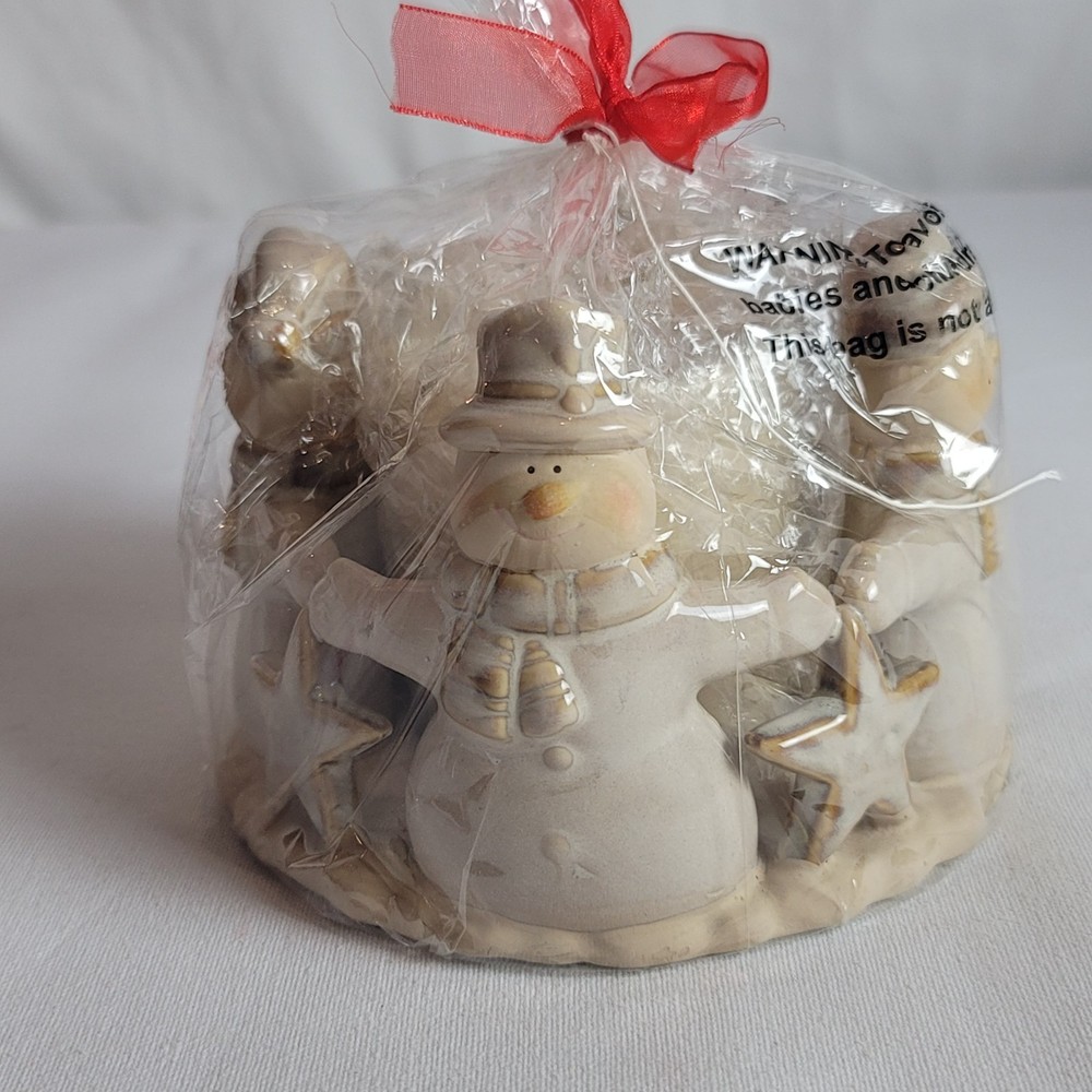 Ceramic Snowman Pillar Candle Holder And Candle