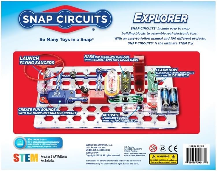 Snap Circuits Jr. SC-100 Electronics Exploration Kit, Over 100 Projects, Full Co