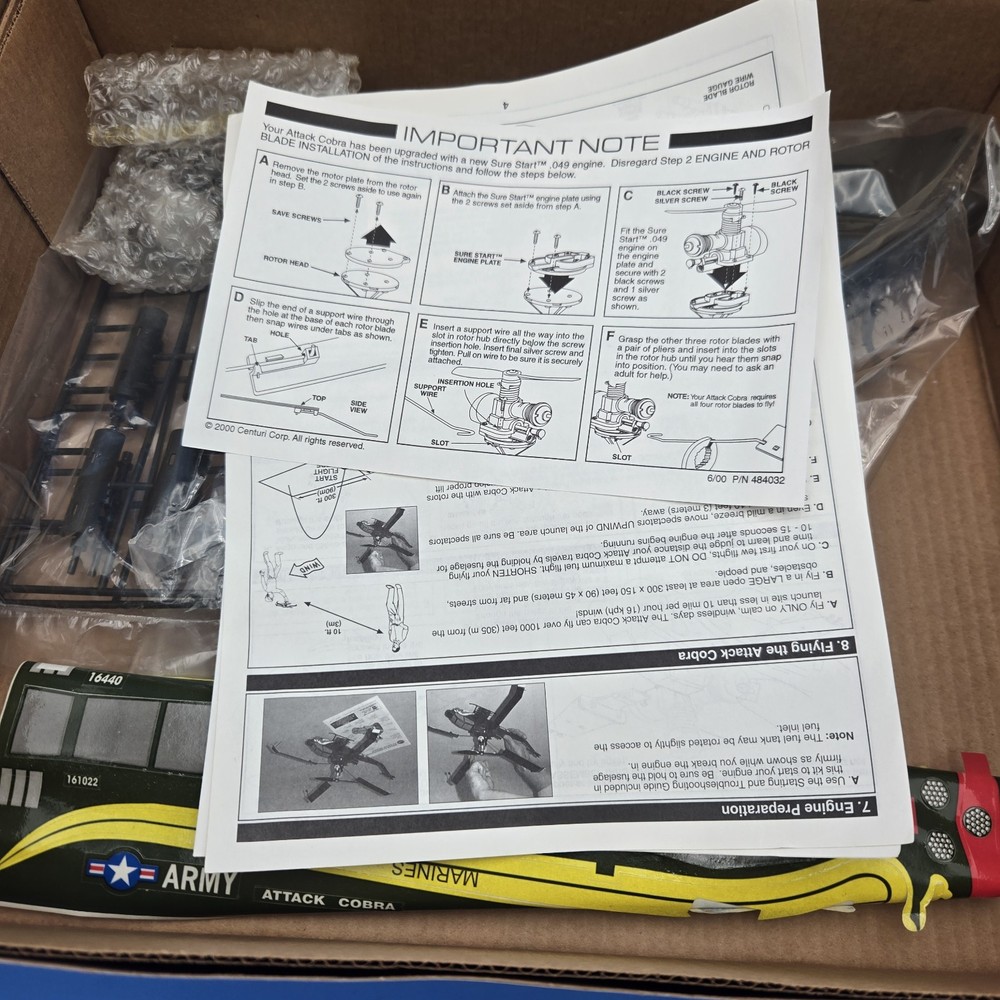 COX ATTACK COBRA .049 ENGINE POWERED FREE FLIGHT HELICOPTER NEW!