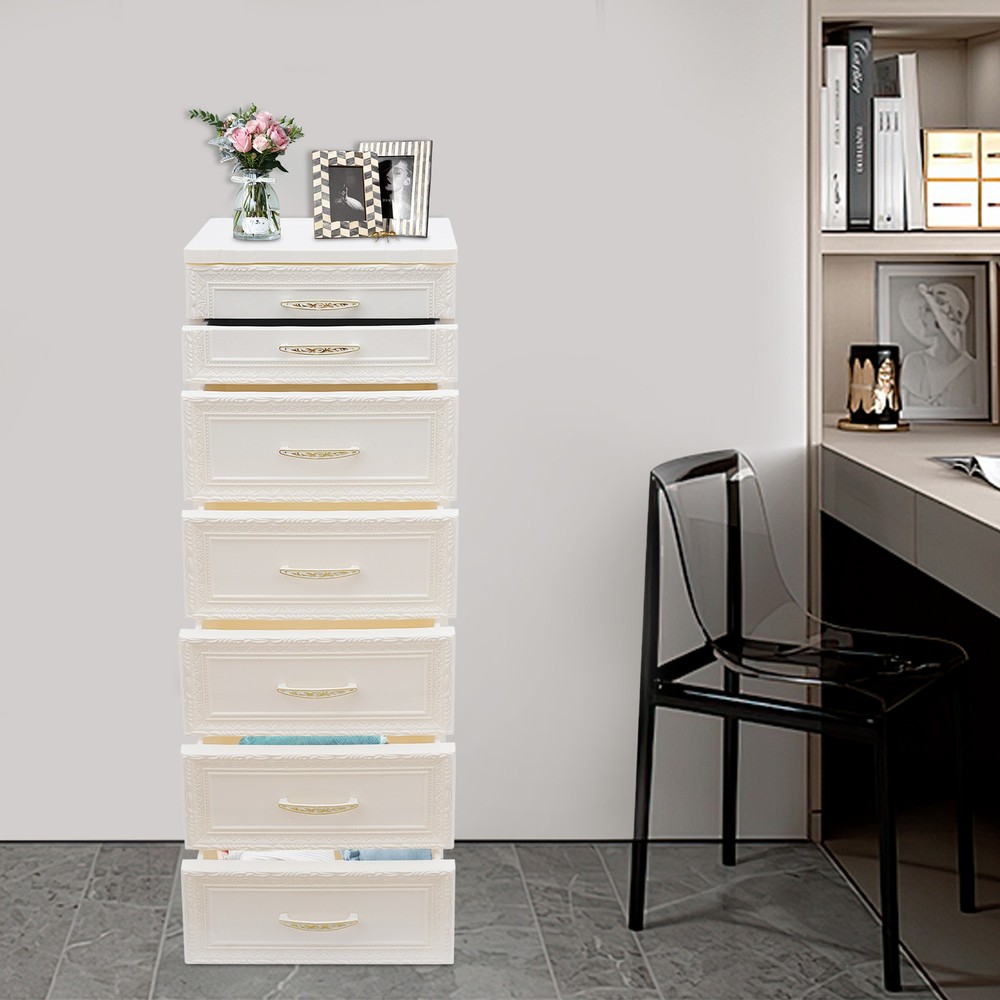 6-Tier Rolling Storage Cabinet, Durable PP Organizer with Drawers