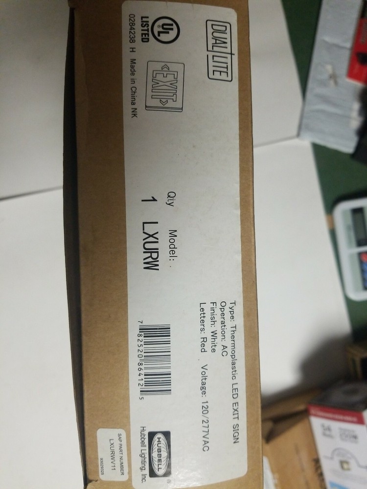 Hubbell Exit Sign, EXIT, Dual Lite LED Exit Sign LUXRWV11 120/277v