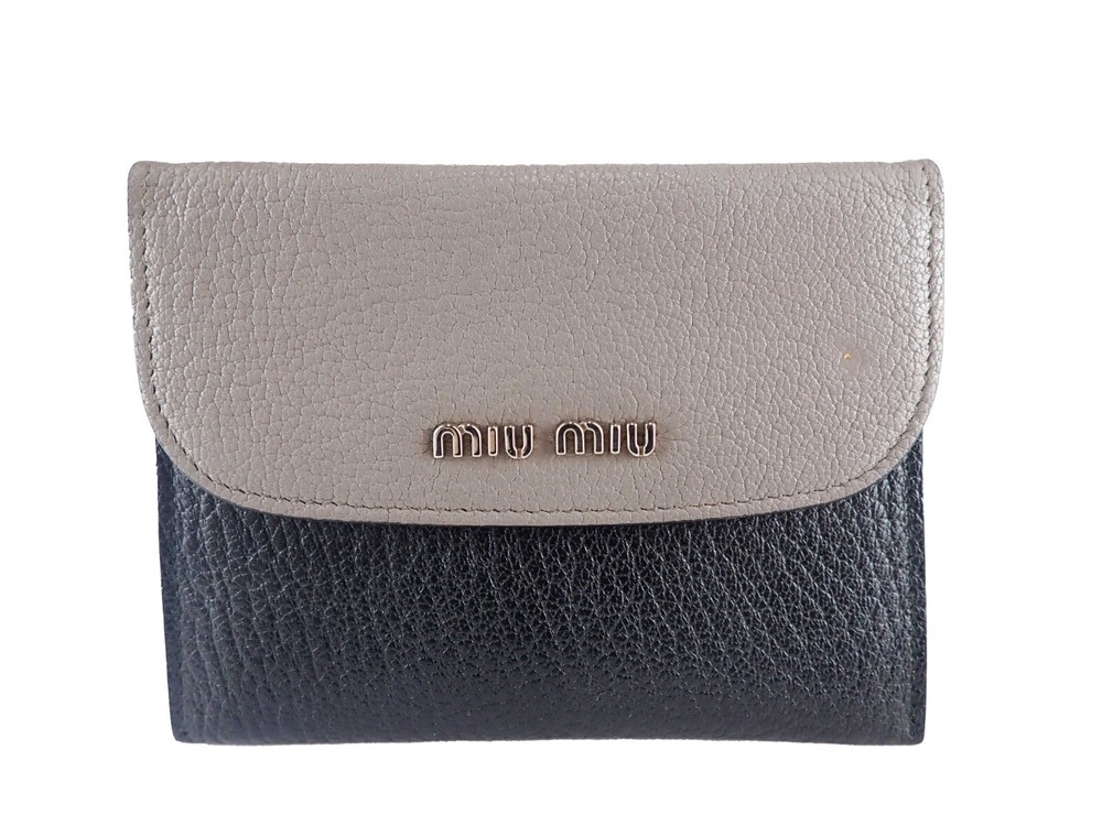 MIUMIU Card Holder Black Gray Bicolor