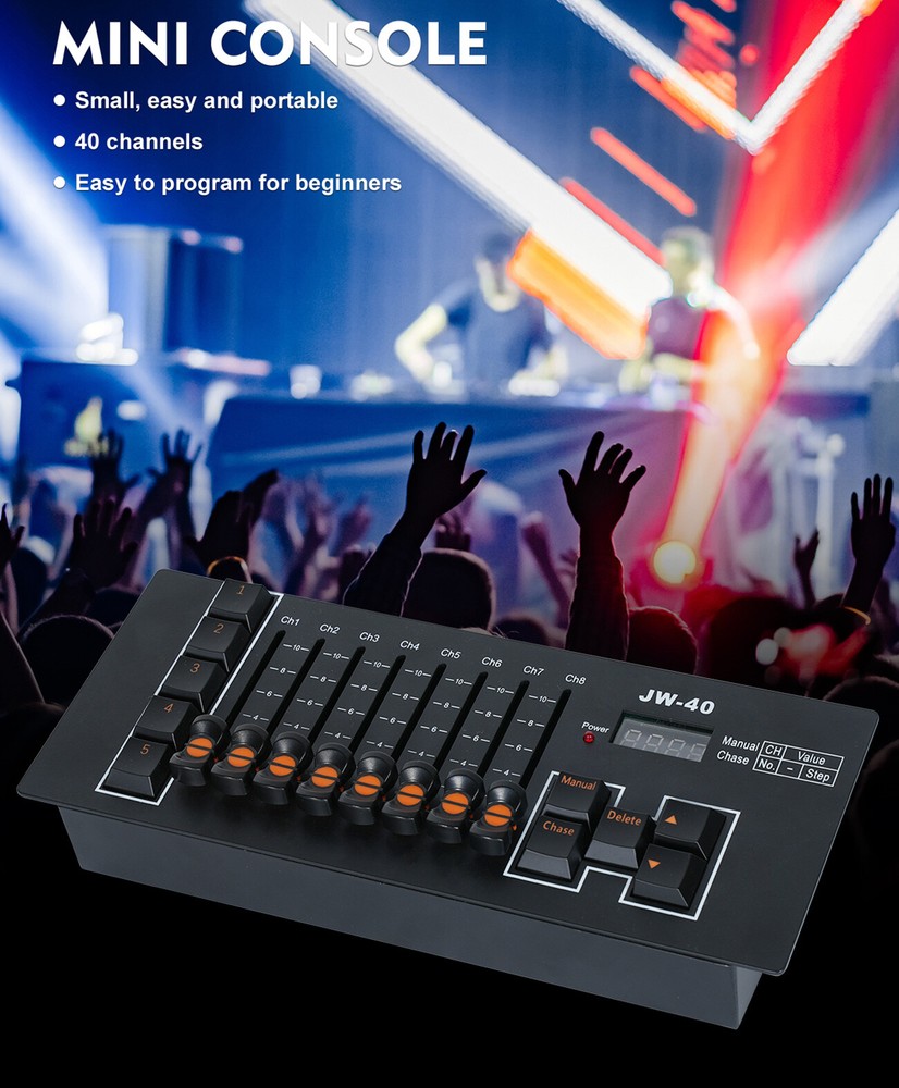 DMX512 Controller 40CH Control Console For Disco Stage Lighting Battery Powered