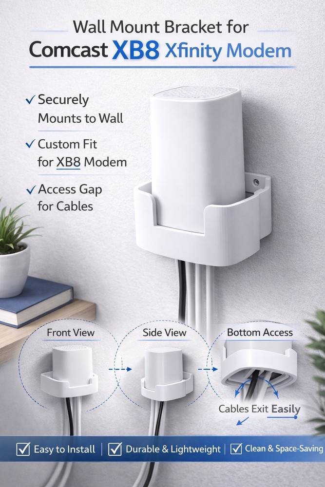Comcast XB8 Xfinity Modem Wall Mount Bracket Holder White