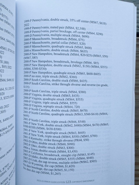 US Error Coin Guide - 2023, Over 3500 error listings, by Stan McDonald