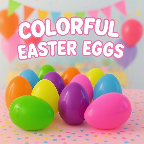 12 Pack 4.7" Large Easter Eggs, Fillable Plastic Easter Eggs in 6 Bright