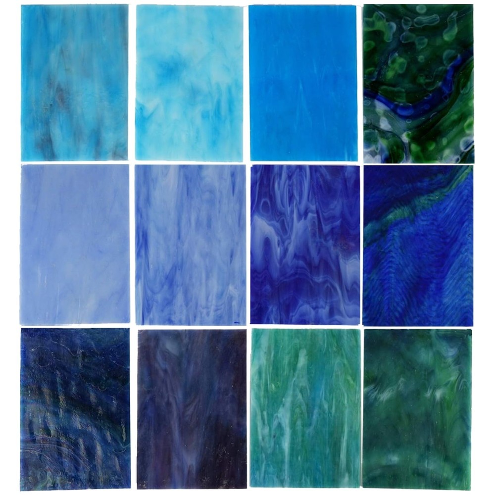 Stained Glass Sheets Variety Pack, 10-Pack Blue