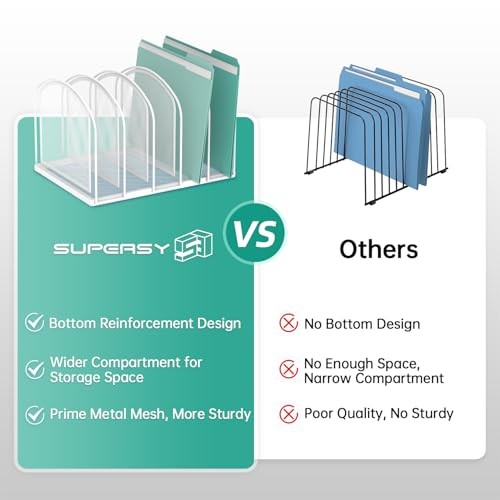 File Organizer 5-Section Mesh Desk Organizer, Upright File Organizer Desktop