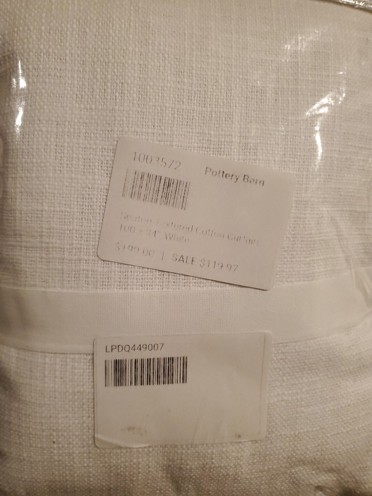 1 Pottery Barn Seaton Textured Drape Panel White 100x84" 1003572