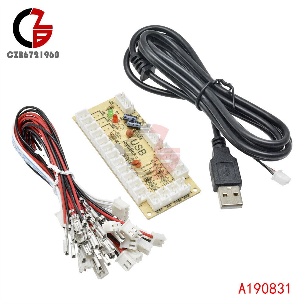 USB Arcade Encoder Zero Delay PC to Joystick 5Pin MAME Sanwa Push Button + Cable