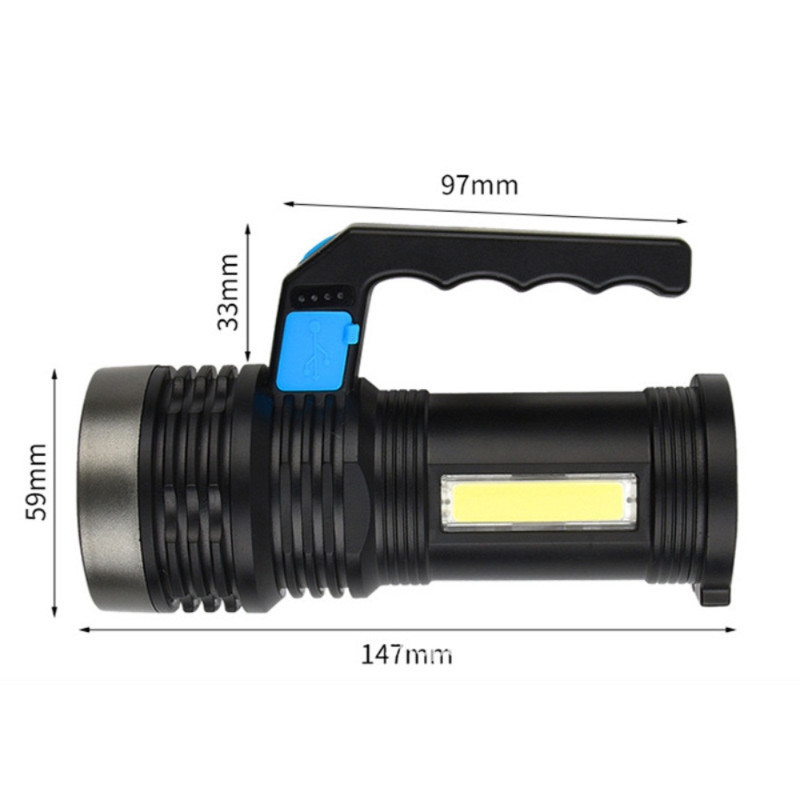Handheld Flashlight LED Searchlight Rechargeable Torch w/USB Cable High Powered