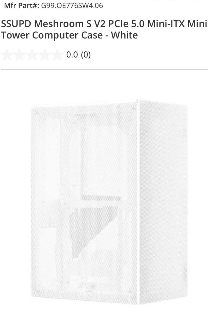 SSUPD Meshroom S V2 PCIe 5.0 Mini-ITX Mini Tower Computer Case - White