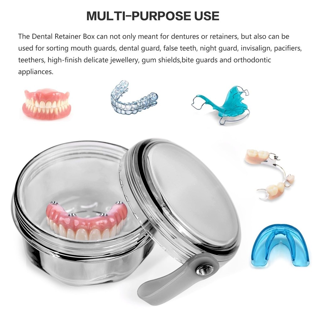 Leakproof Denture Case Denture Soaking Cup False Teeth Container, Dental Denture