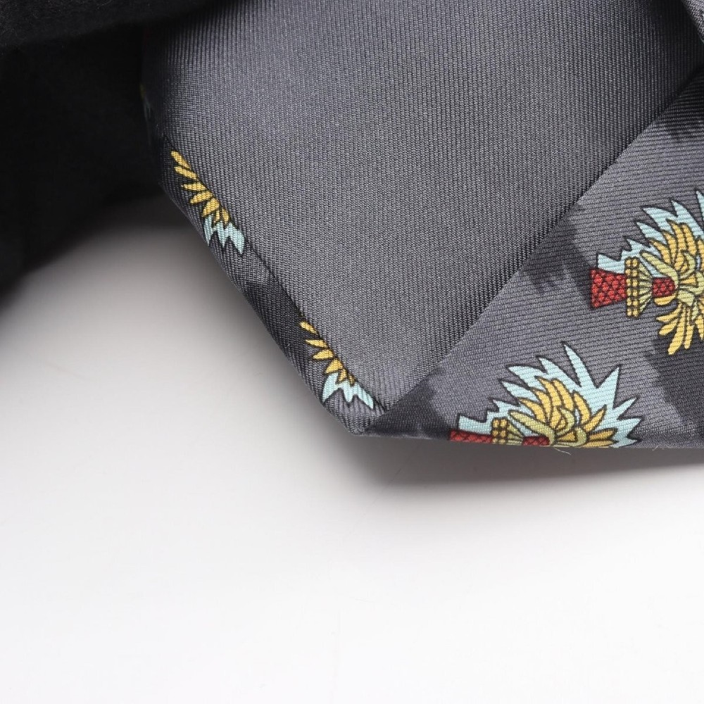 HERMES Tie Apparel Silk Gray Used