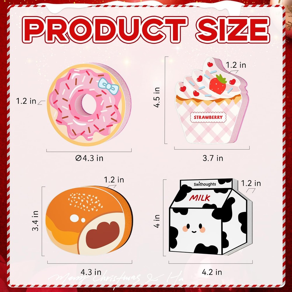 4-Piece Milk & Bread Sponge Set (4 Unique Designs) - Double-Sided Kitchen Cle...