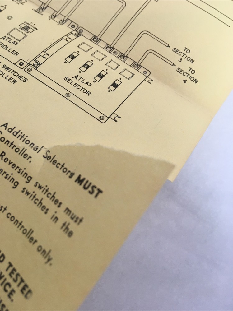Vintage Atlas Trains Controller & Selector Instruction Sheet & Diagrams