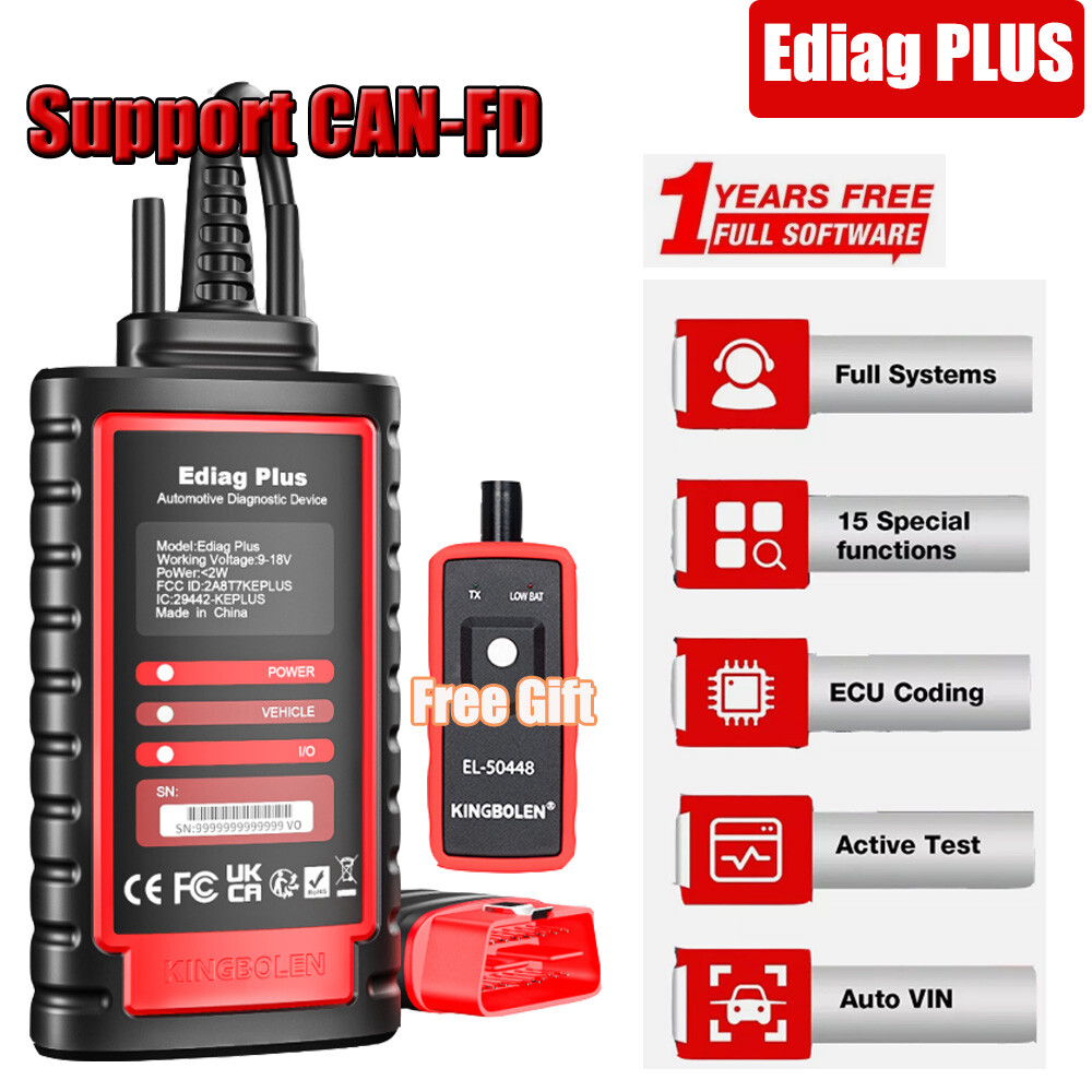 Ediag Plus Car OBD2 Scanner Diagnostic Tool ECU Coding CAN-FD Full Software Free