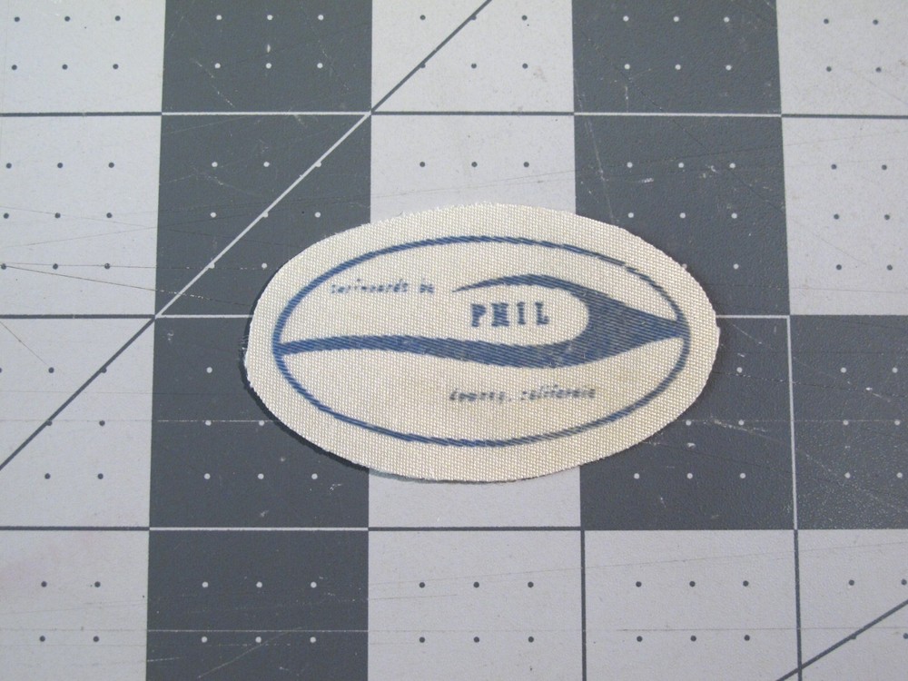 vtg 1960s Surfing ephemera - patch Phil Surfboards small