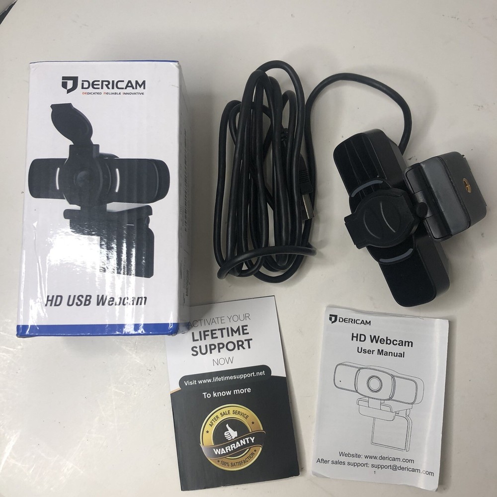 Dericam 1080P Computer Webcam w/ Microphone USB Camera Streaming Gaming
