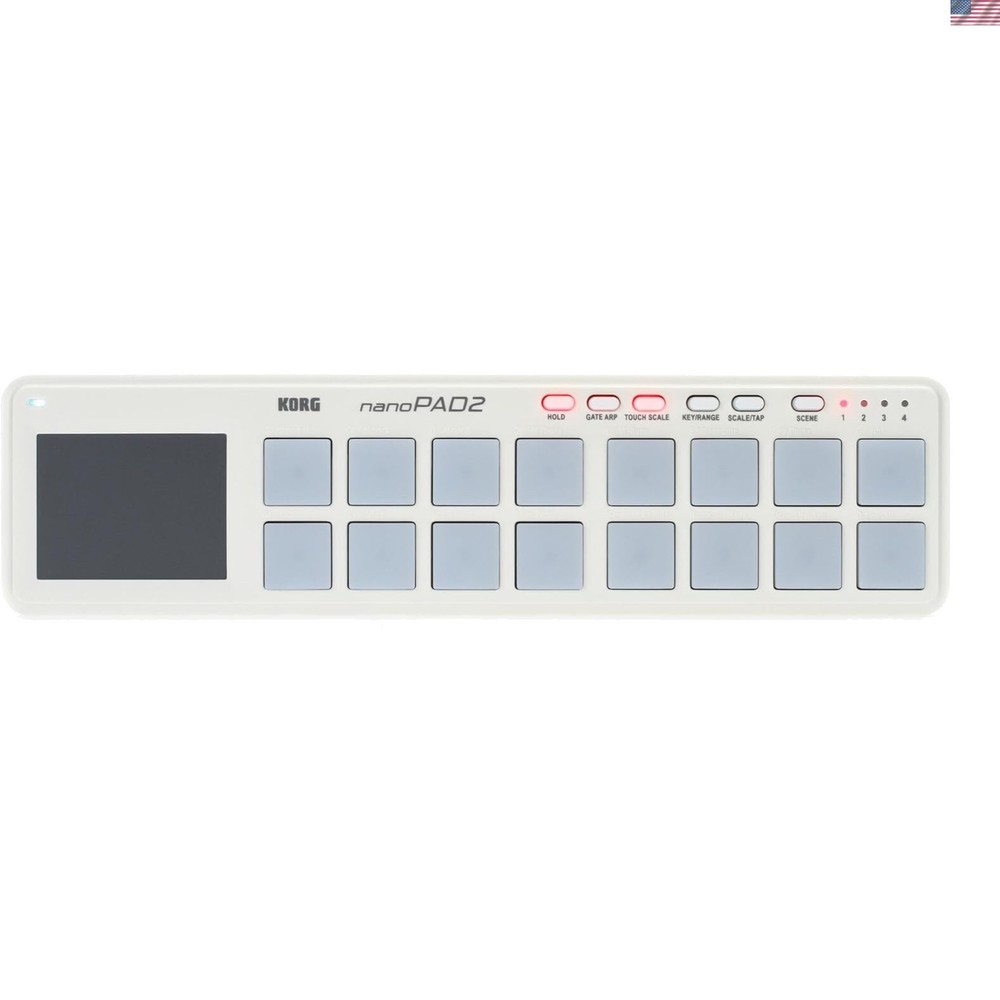 Compact White USB MIDI Pad Controller with Touchpad for Easy Music Production