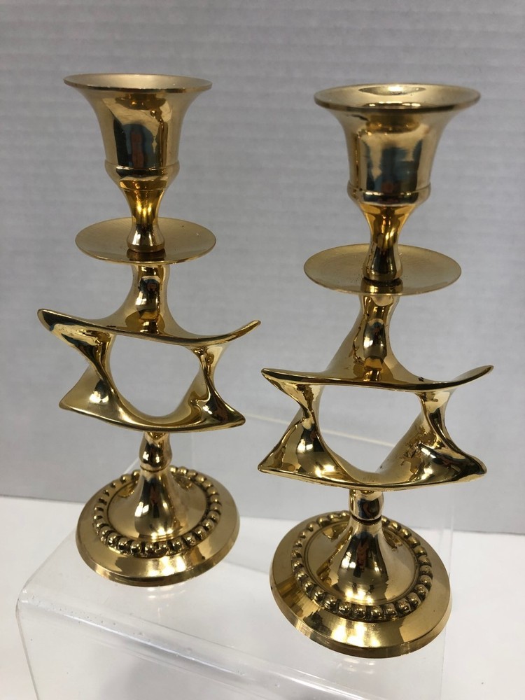 STAR DAVID BRASS CANDLE HOLDERS ( CH002 )