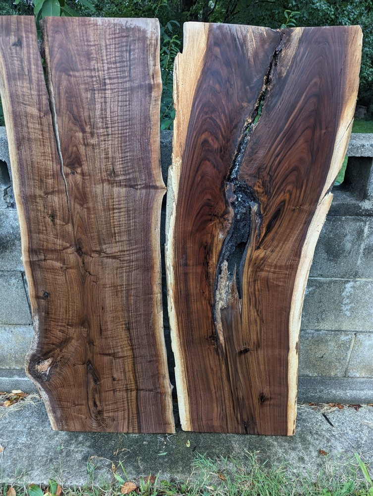 Black Walnut Slabs (Live Edge) River Table Set (Epoxy set) NICE !!!