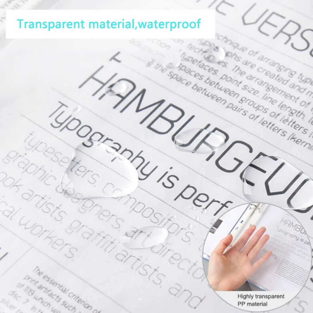 100 Pcs A4 Clear Document Folder, Waterproof Case Transparent Document Bag Pa...
