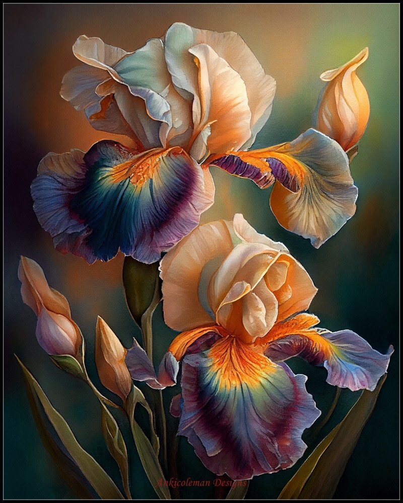 Bearded Irises - DIY Chart Counted Cross Stitch Patterns Needlework DMC Color