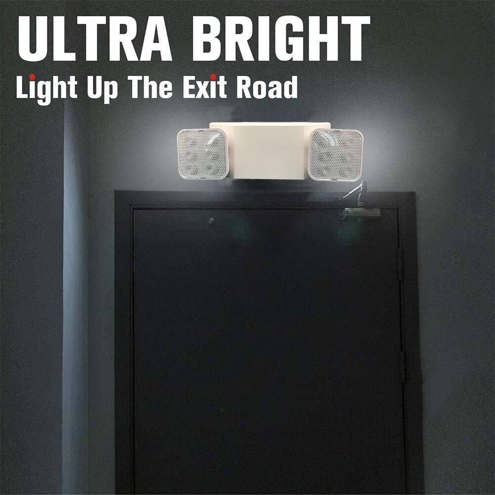 LED Emergency Exit Light Adjustable Dual Head Lamp with Battery Backup UL