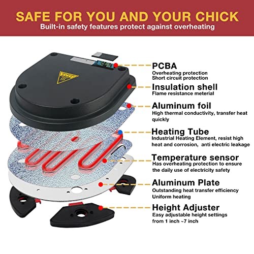 Chick Brooder Heating Plate with Comfort Feathers, Chicken Coop Warmer Pad