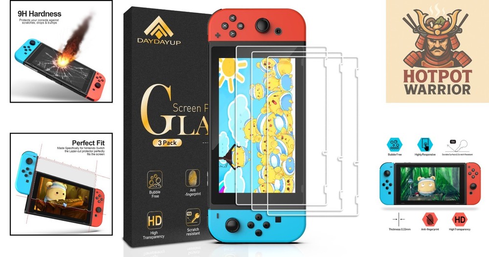 Transparent 3-Pack Screen Protector Set for Nintendo Switch - Easy Install Guide