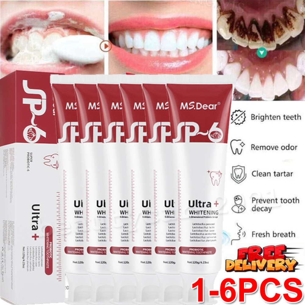6/3PCS SP-6 Probiotic Whitening Toothpaste Quick White Toothpaste & Keeps Fresh