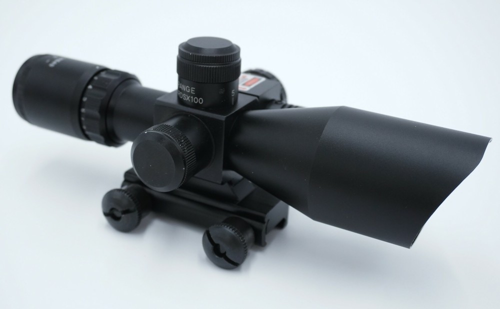 Adjustable 2.5-10x40 Compact Rifle Scope Illuminated Mil-Dot RED Laser & Mount