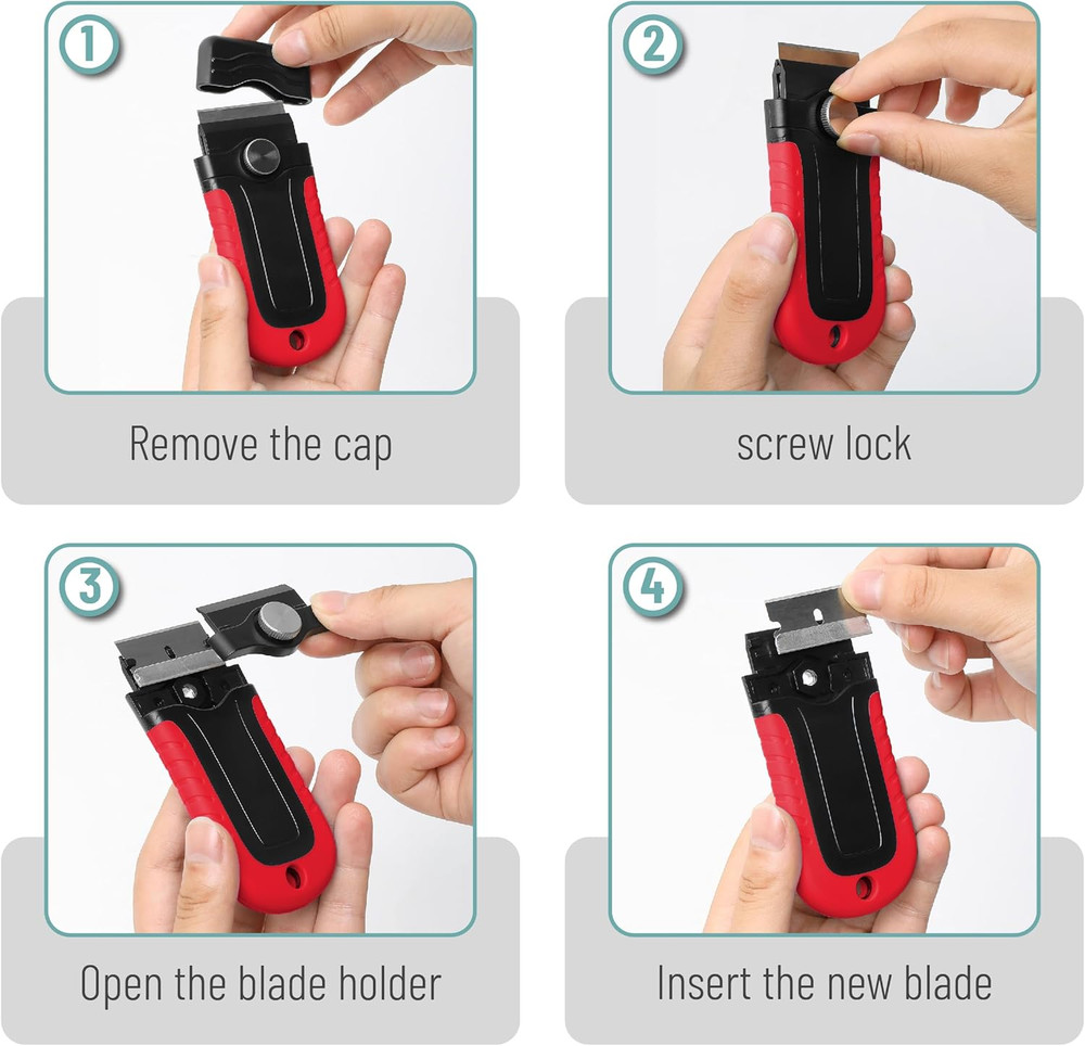 Razor Blade Scraper With 10Pcs Extra Blades Multi-Purpose Cleaning Scraper Tool