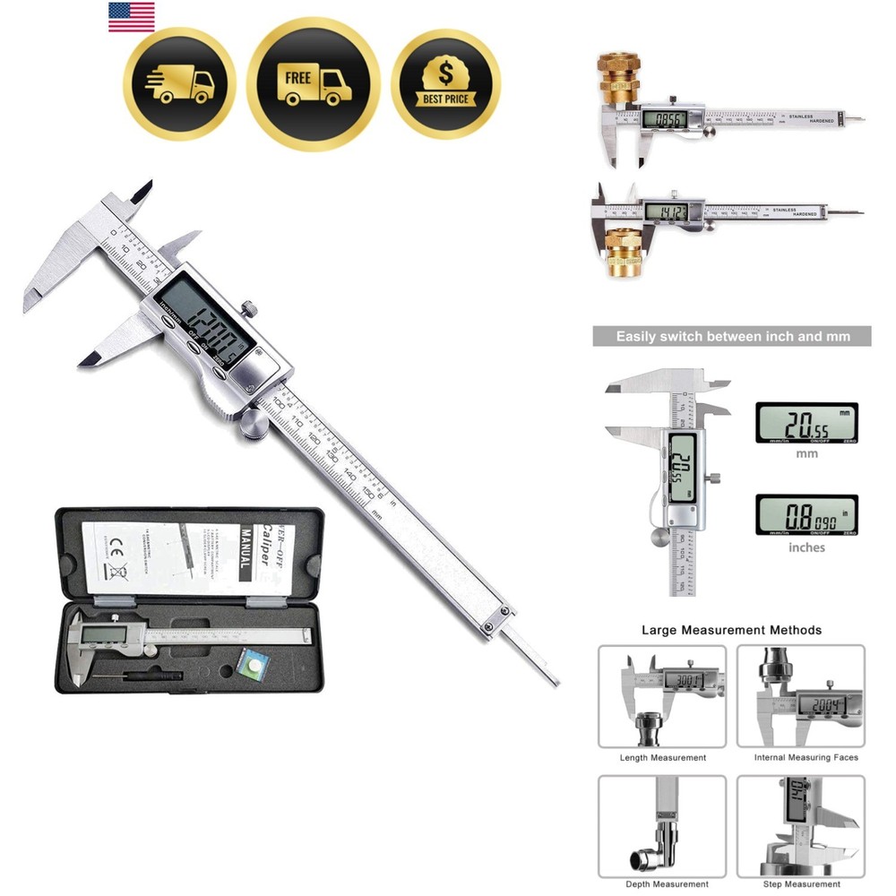 Digital Caliper, Caliper Measuring Tool with Stainless Steel, Electronic Micr...