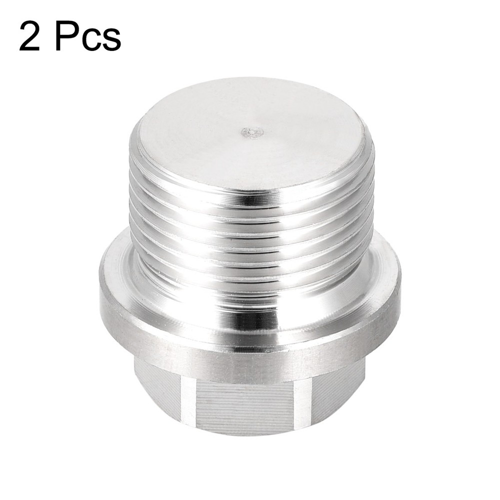 2pack M22x1.5 Male Outer Hex Head Plug Stainless Steel Solid Thread Pipe Fitting