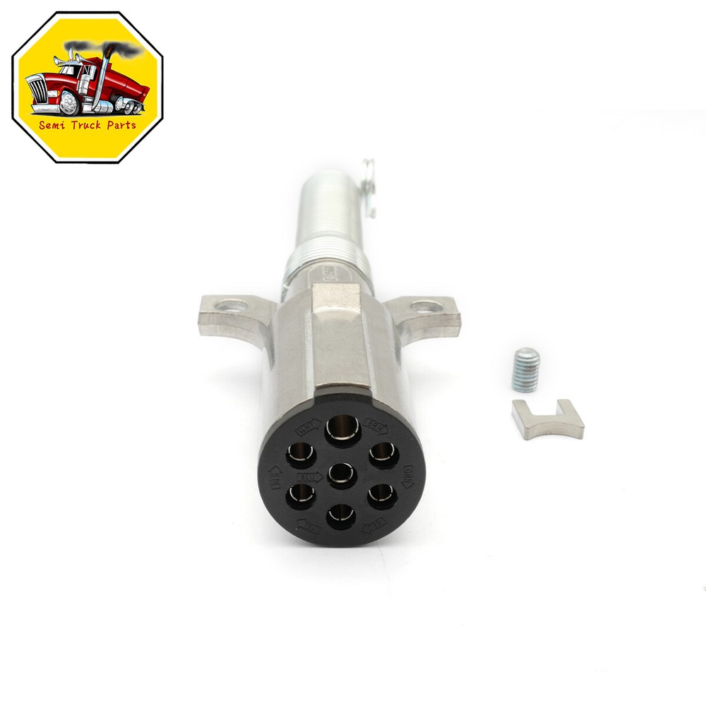 2Pack 7 Pin Round Trailer Connector Wiring Harness Socket Plug with Spring Guard