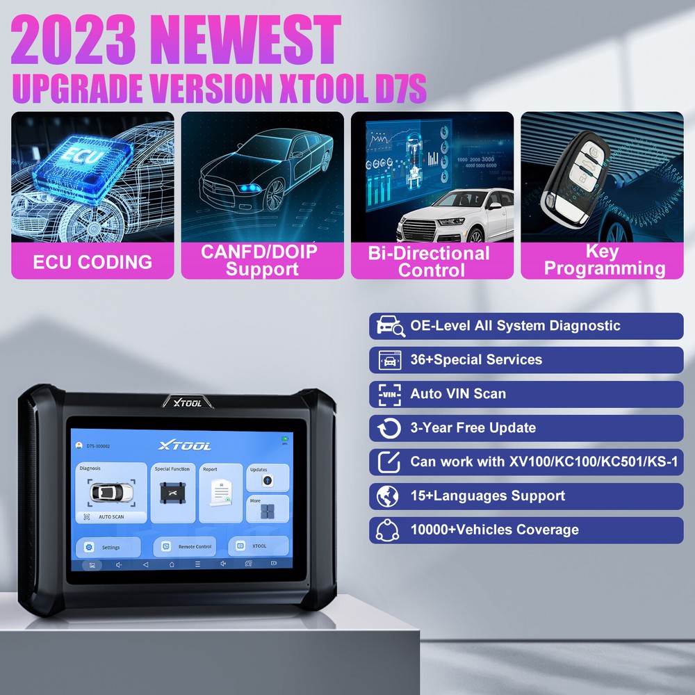 XTOOL D7S NEWEST CANFD/DOIP Bidirectional Scanner Key Programmer All System Scan