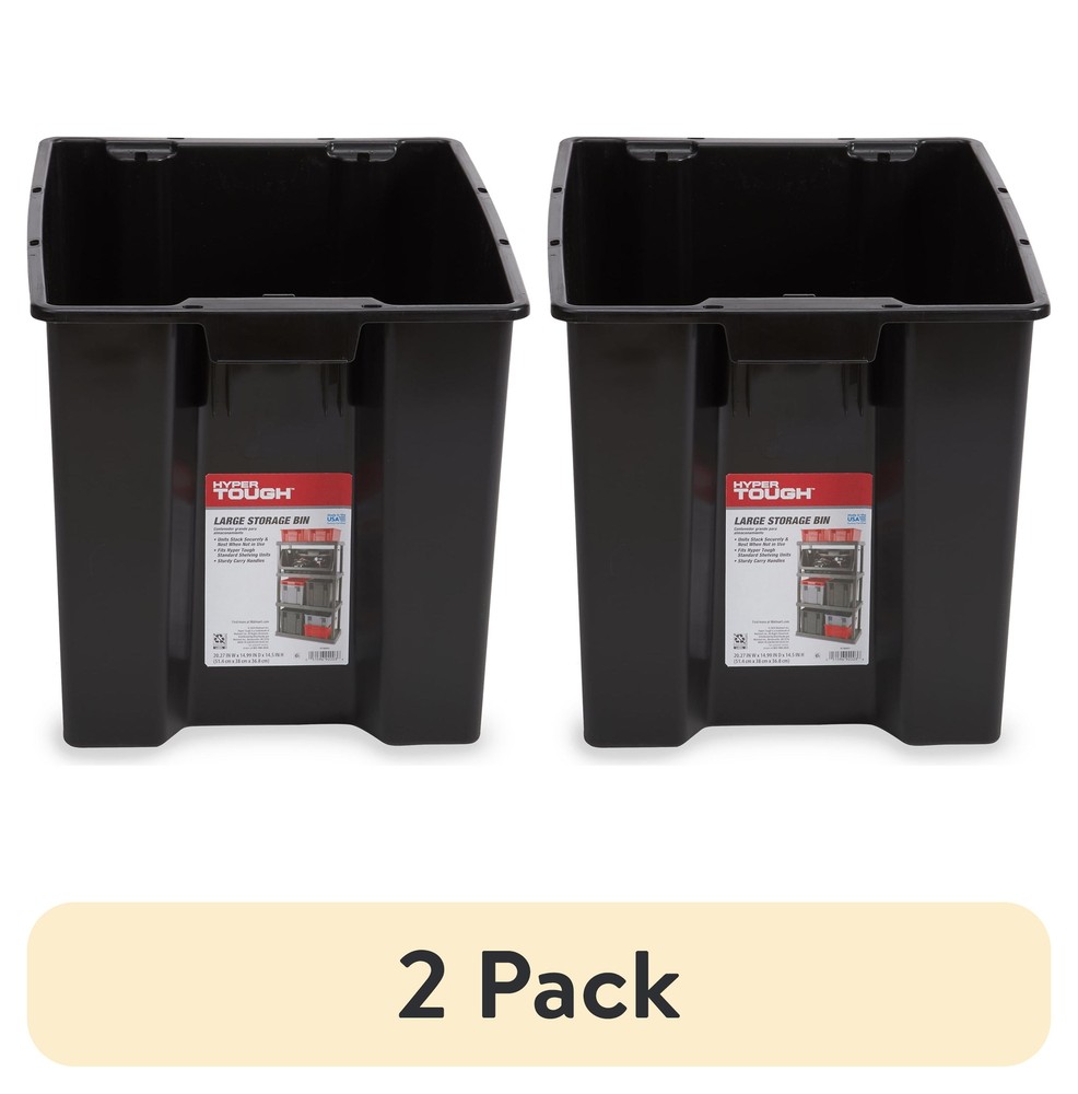 Garage Plastic Storage Bin Large Nesting Stacking, Black