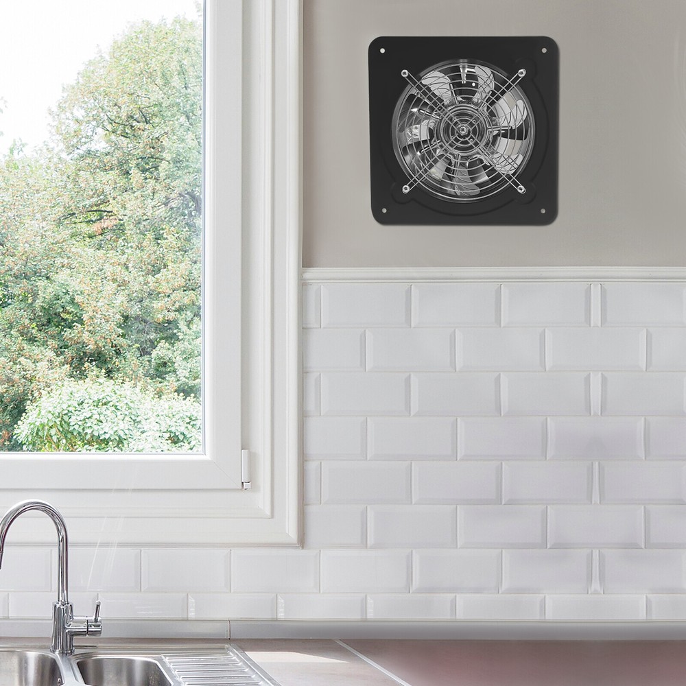 8" Wall-Mounted Exhaust Fan with Backdraft Damper for Kitchen Ventilation