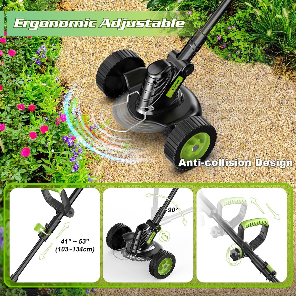 Weed Wacker Cordless, Brushless String Trimmer with 2 X 2.0Ah Battery, 8" Ele...