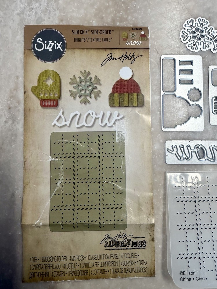 Tim Holtz Sizzix **WINTER** Sidekick Side-Order ThinLits Texture Fades 663098
