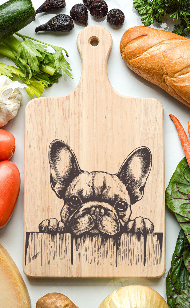 French Bulldog Cutting Cheese Board