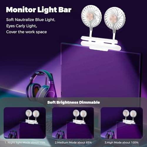 Space-Saving Clip Fan Light, USB-Powered Cooling 3D Fan Study Glacier Silver